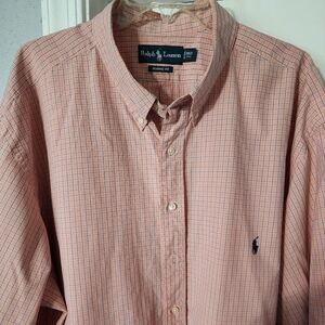 Ralph Lauren Peach/Blue Stripe Casual Button Down Shirt